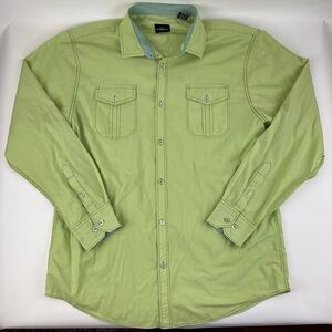 Parc 81 Button Up Shirt Mens XL Green Pockets